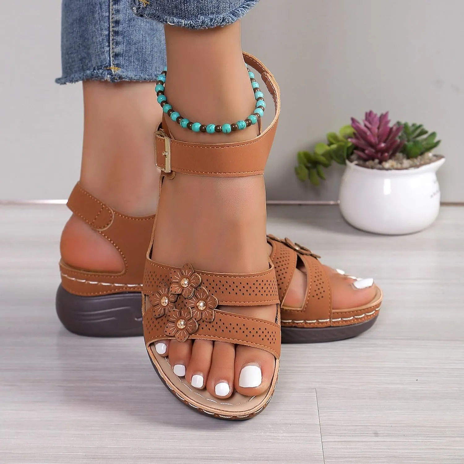 2024 Orthopedic Sandals for Women Arch Support Dressy Summer Comfortable Walking Sandals Platform Sandals Wedge Slides Shoes