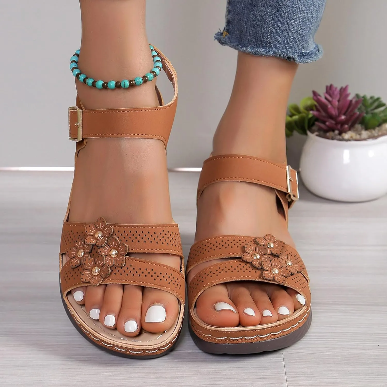 2024 Orthopedic Sandals for Women Arch Support Dressy Summer Comfortable Walking Sandals Platform Sandals Wedge Slides Shoes