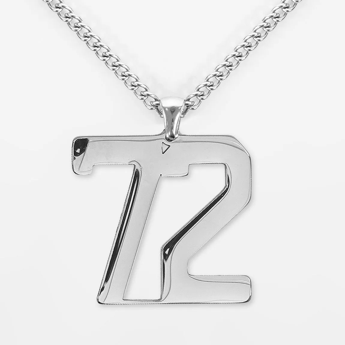 72 Number Pendant with Chain Necklace - Stainless Steel