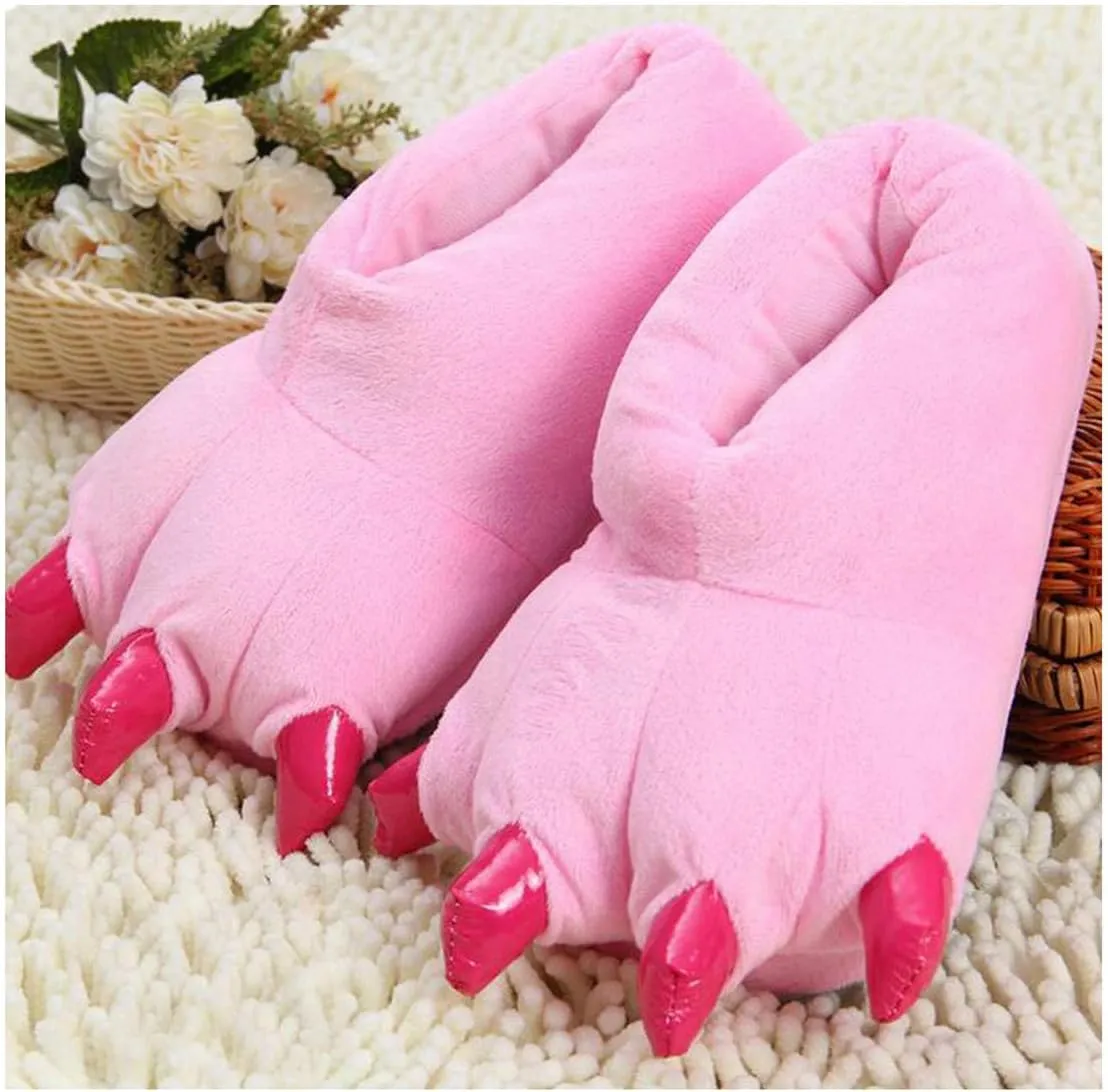 Adult Dinosaur Paw Plush Slippers - Warm Home Claw Slippers