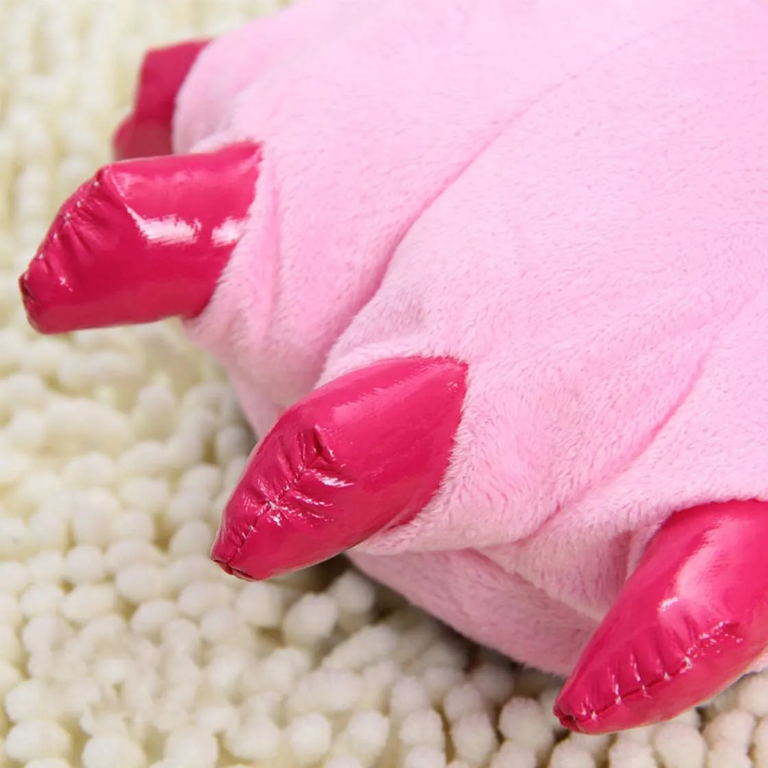 Adult Dinosaur Paw Plush Slippers - Warm Home Claw Slippers