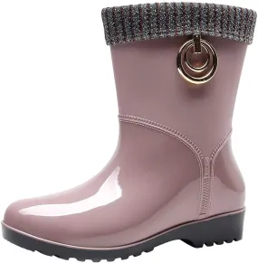 AMDBEL Short Rain Boots for Women, Waterproof Garden Shoes, Women's Ankle Rain Boots Waterproof Chelsea Boots for Outdoor