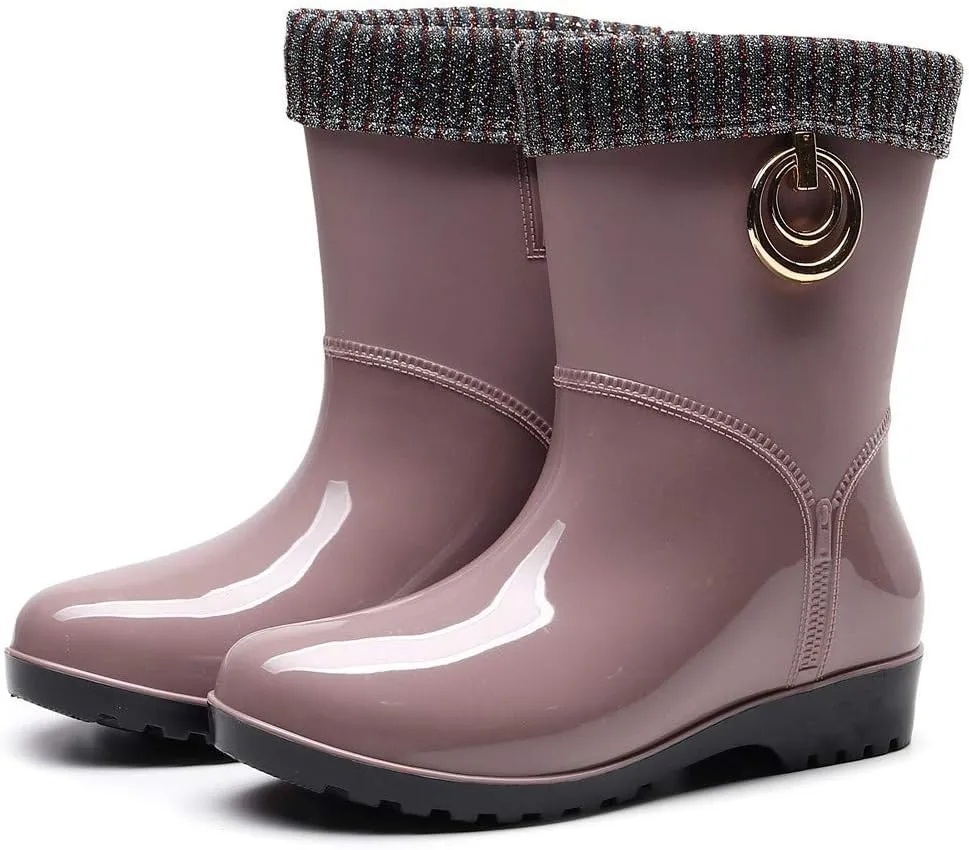 AMDBEL Short Rain Boots for Women, Waterproof Garden Shoes, Women's Ankle Rain Boots Waterproof Chelsea Boots for Outdoor