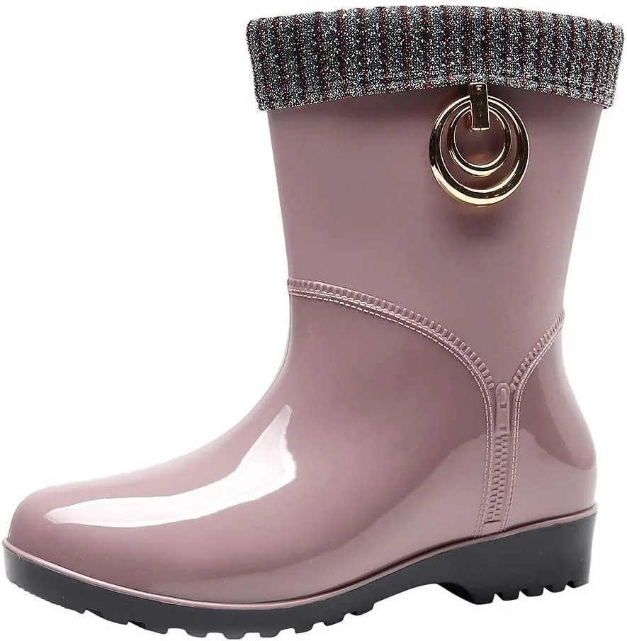 AMDBEL Short Rain Boots for Women, Waterproof Garden Shoes, Women's Ankle Rain Boots Waterproof Chelsea Boots for Outdoor