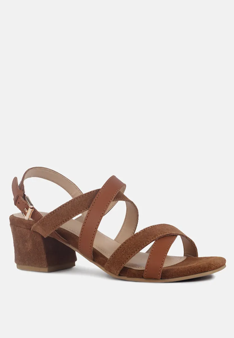 Astrid Mid Heeled Block Leather Sandal