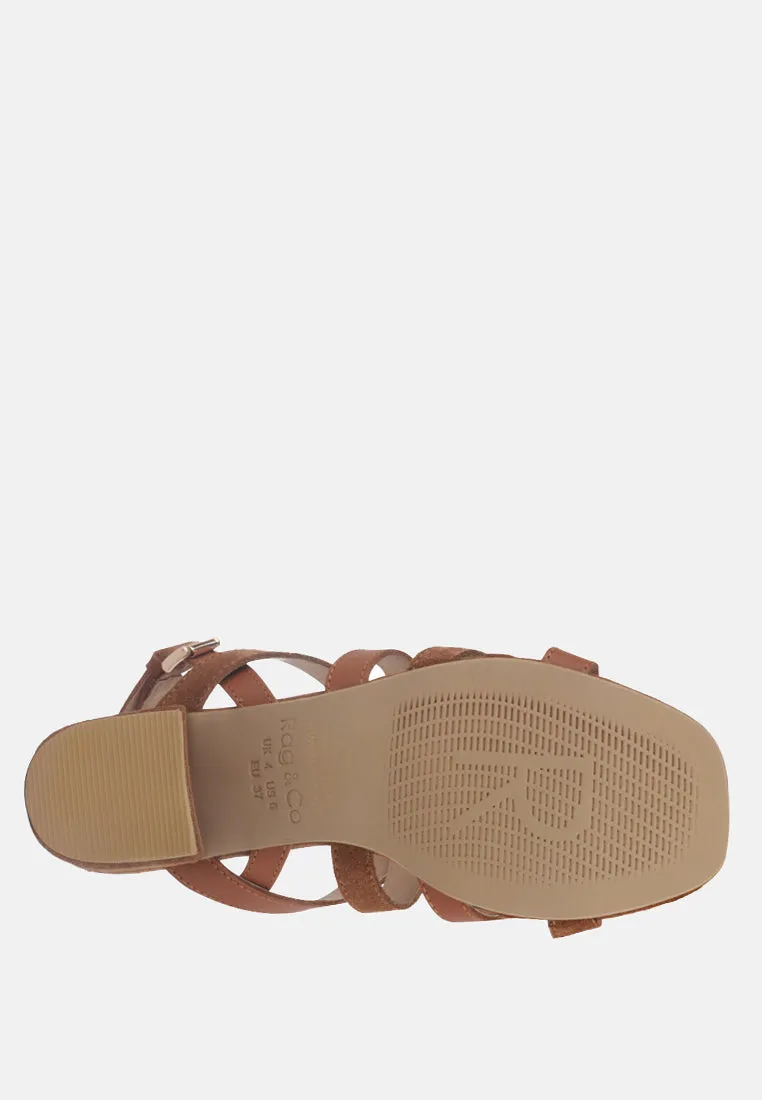 Astrid Mid Heeled Block Leather Sandal