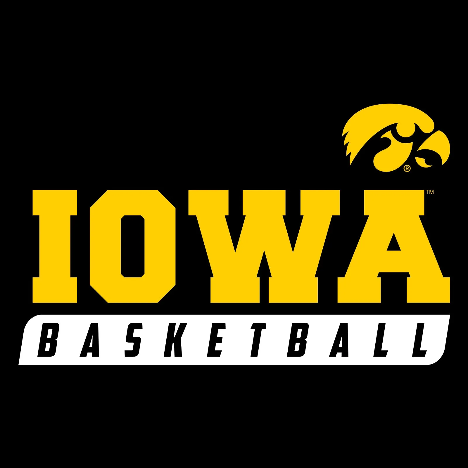 Basketball Slant Iowa Hawkeyes Basic Cotton Short Sleeve T-Shirt - Black