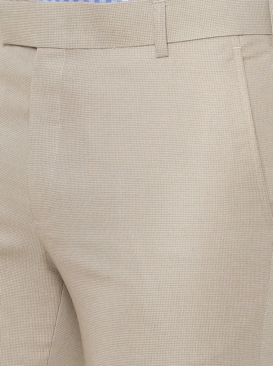 Beige Solid Slim Fit Formal Trouser | Greenfibre