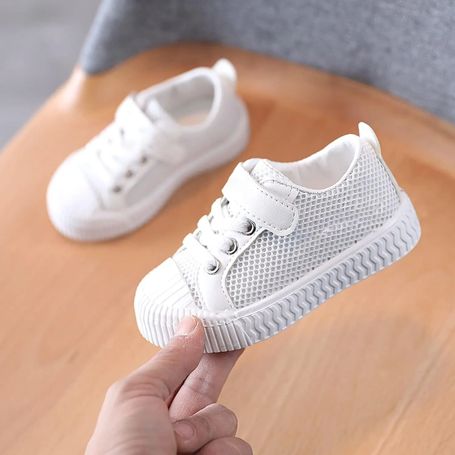 Boys & Girls Mesh Shoes Toddler Canvas Shoes Lace up Flat Tennis Shoes Hook and Loop Ribbing Surrounding Sneaker