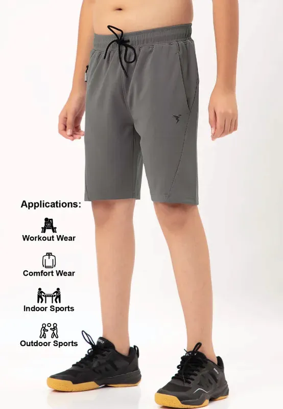 Boys Solid Slim Fit Shorts with TECHNO GUARD