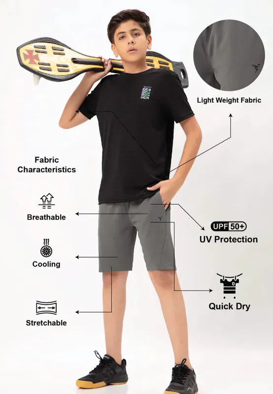 Boys Solid Slim Fit Shorts with TECHNO GUARD