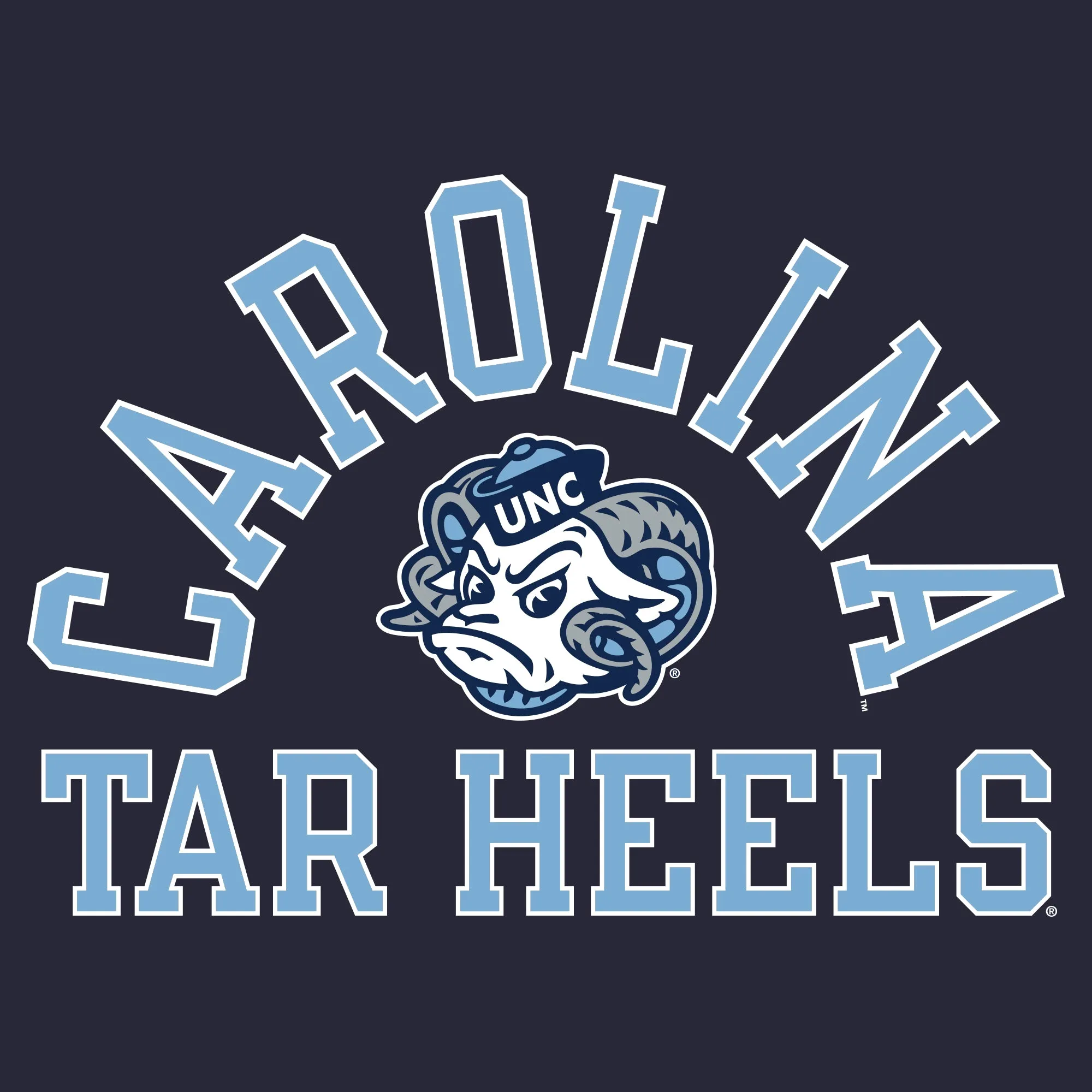 Carolina Tar Heels Rameses Logo Ringspun T-Shirt - Navy
