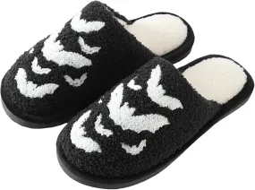 Cathalem Halloween Slippers for Women Retro Cozy Comfy Plush Warm Fur Lined House Slippers Lightweight Fuzzy Slip-on Shoes