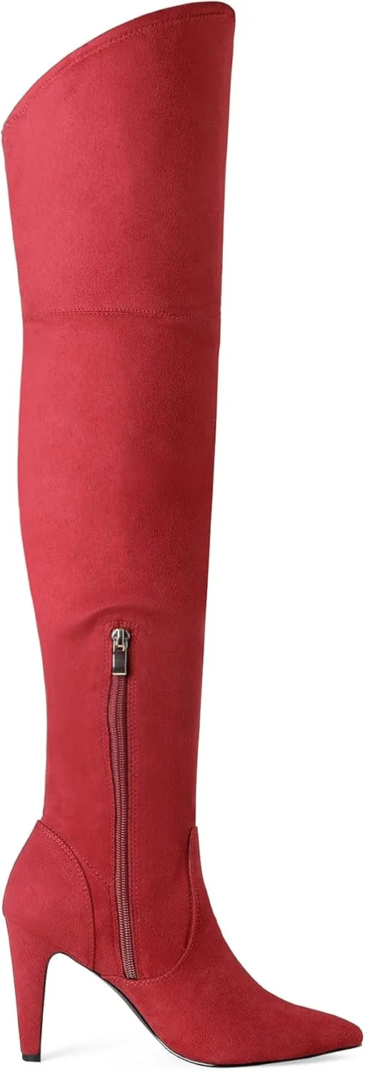 DREAM PAIRS Women's Thigh High Boots Over The Knee Heels Long Sexy Pointed Toe Boots