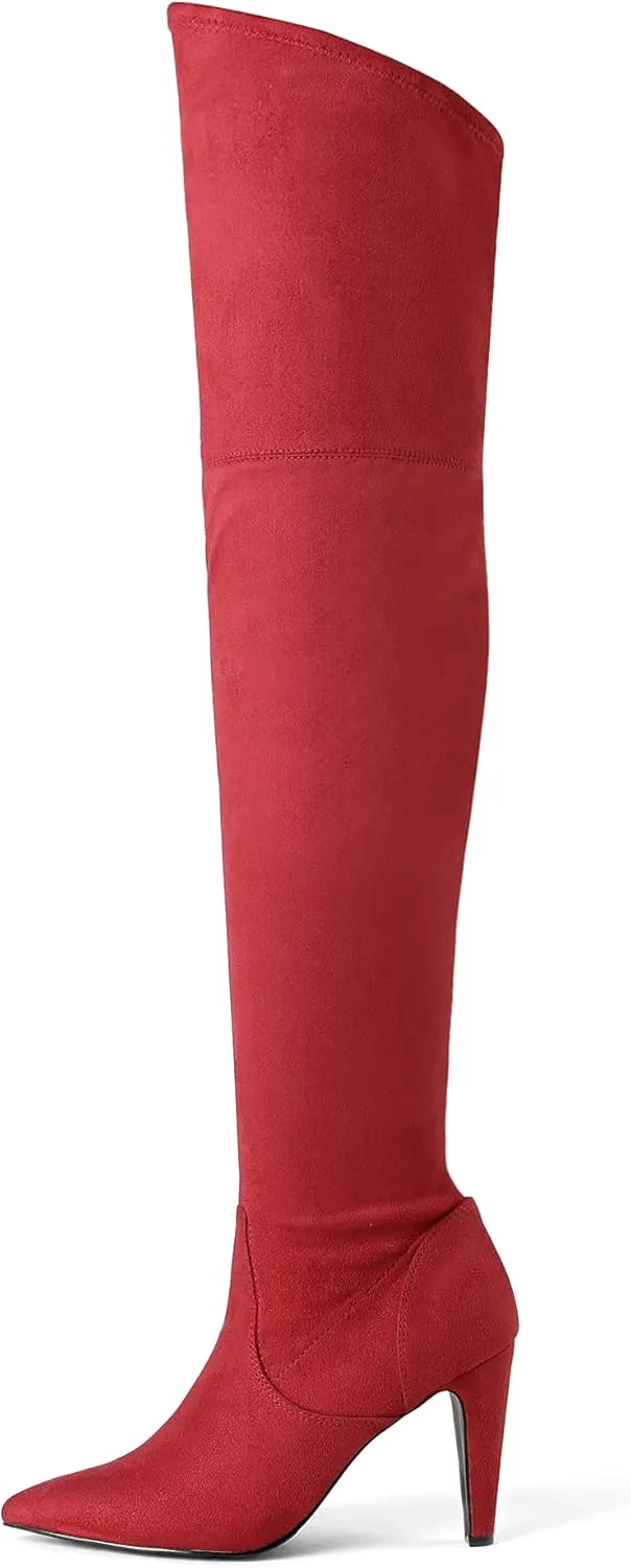 DREAM PAIRS Women's Thigh High Boots Over The Knee Heels Long Sexy Pointed Toe Boots