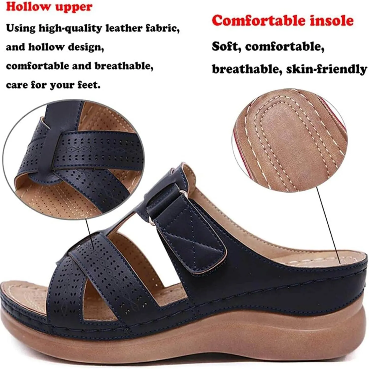 Fashion Wedge Sandals for Women Summer Beach Walking Cushion Sandals Breathable Casual Slides Sandal