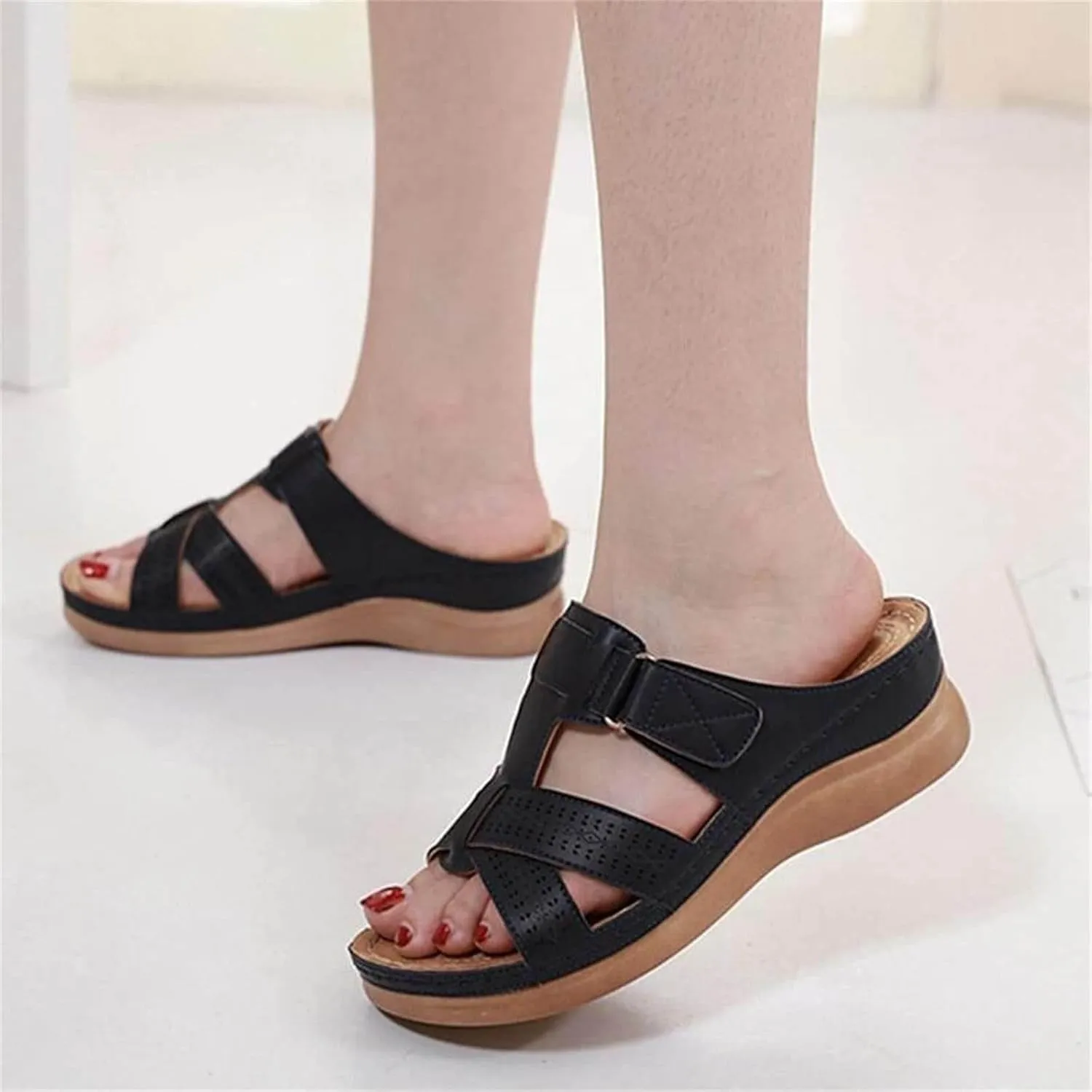 Fashion Wedge Sandals for Women Summer Beach Walking Cushion Sandals Breathable Casual Slides Sandal