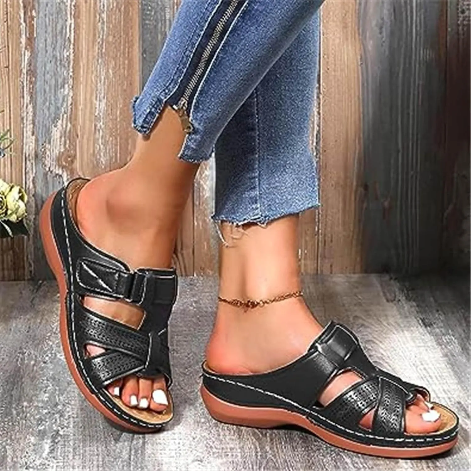 Fashion Wedge Sandals for Women Summer Beach Walking Cushion Sandals Breathable Casual Slides Sandal
