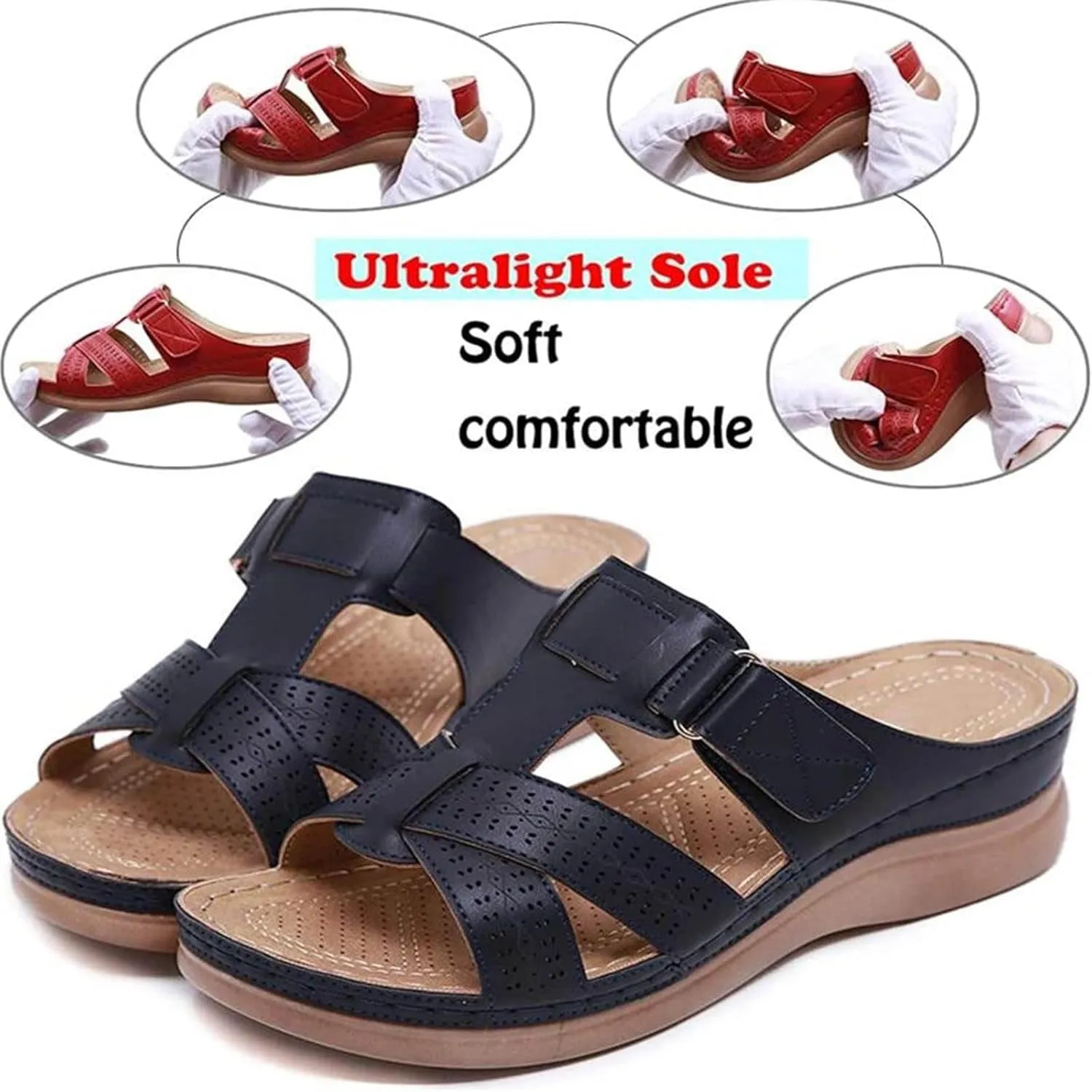 Fashion Wedge Sandals for Women Summer Beach Walking Cushion Sandals Breathable Casual Slides Sandal