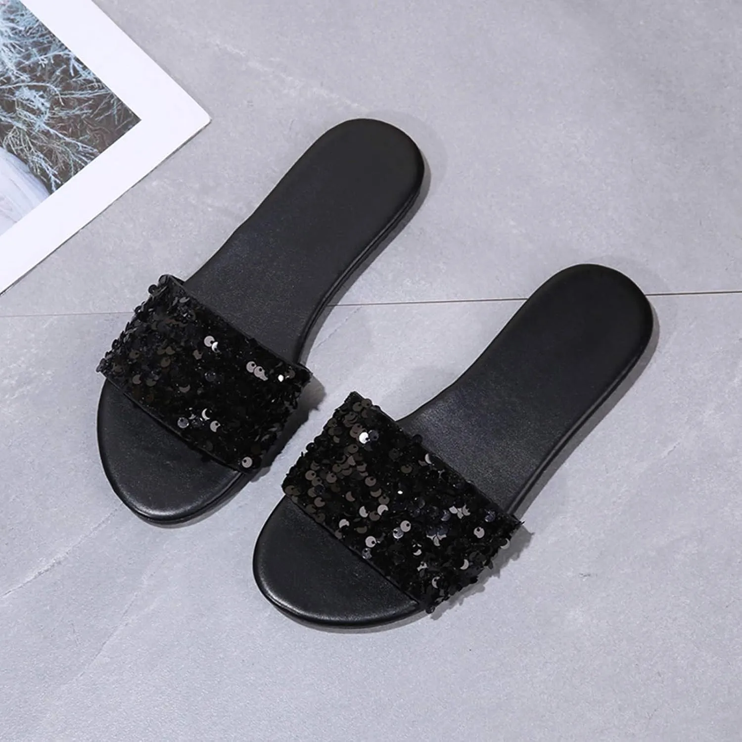 Flat Sandals Women Casual Slide Beach One Strap Open toe Falt Slip On Dressy Flat Sandals Flat Womens Sandals
