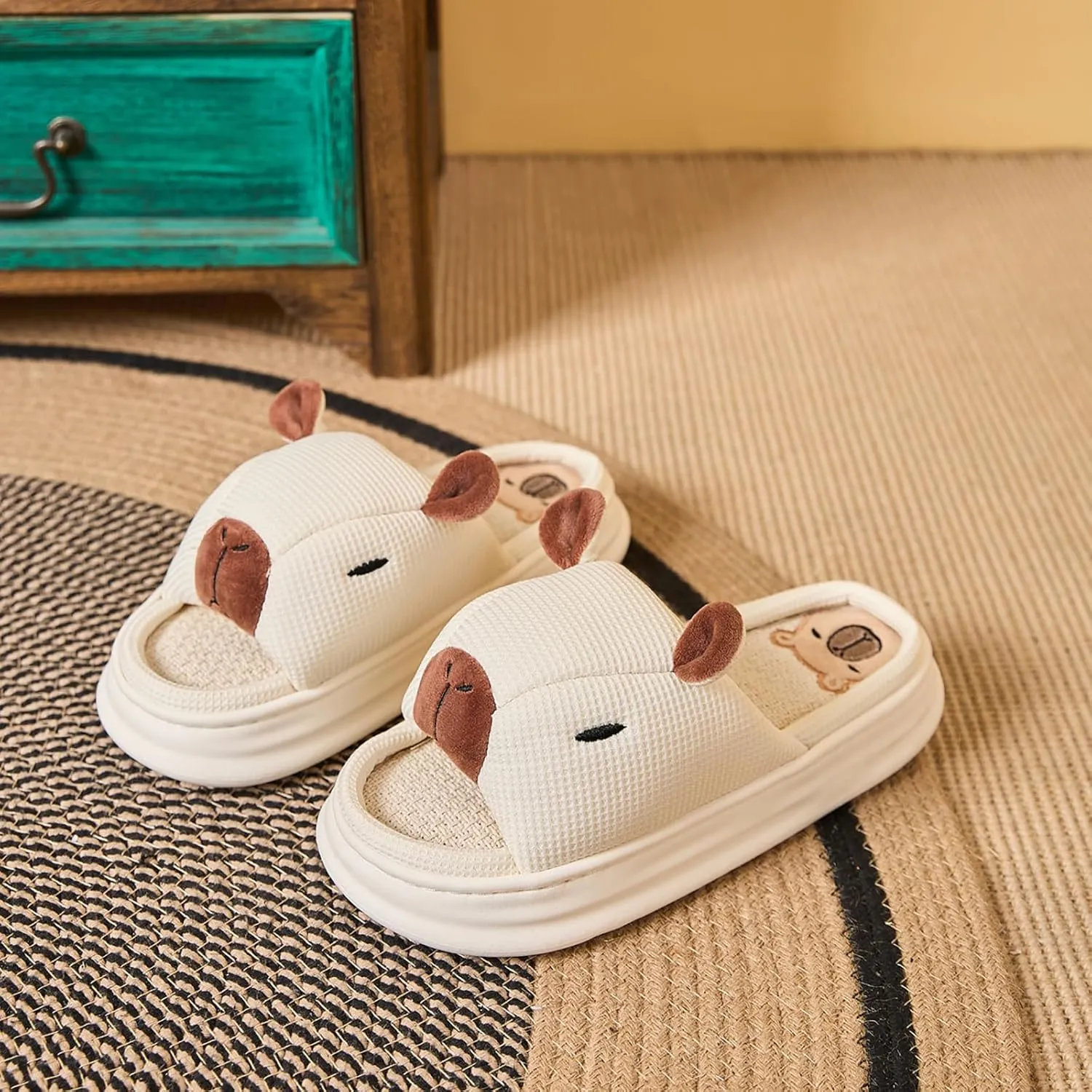 Gaolinci Cartoon Animal Shape Slippers, Womens Four Seasons Home Linen Slippers