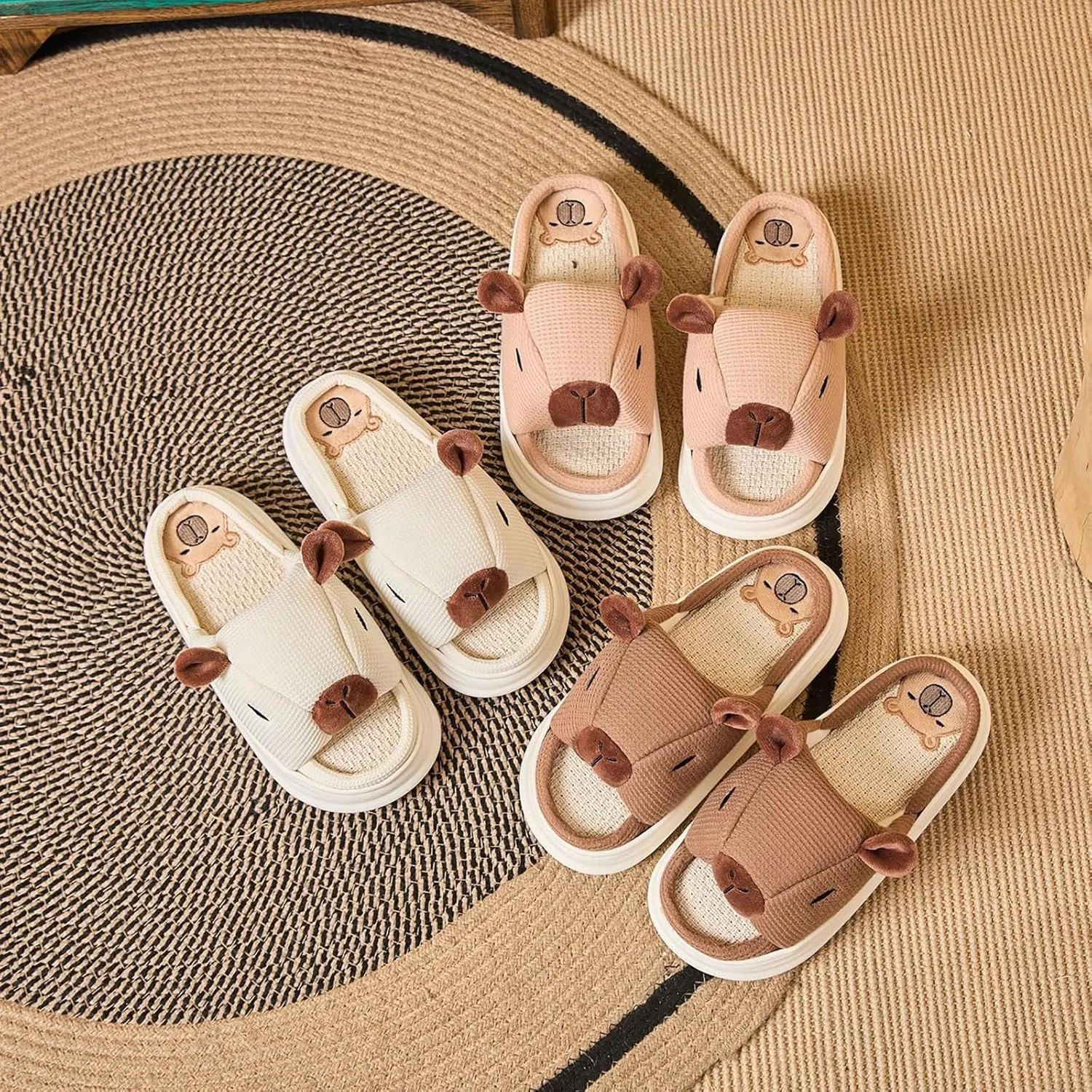 Gaolinci Cartoon Animal Shape Slippers, Womens Four Seasons Home Linen Slippers