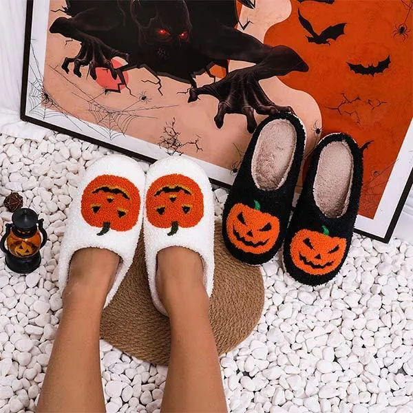 Halloween Pumpkin Home Cotton Slippers - Spooky Comfort for Your Home 27278726C