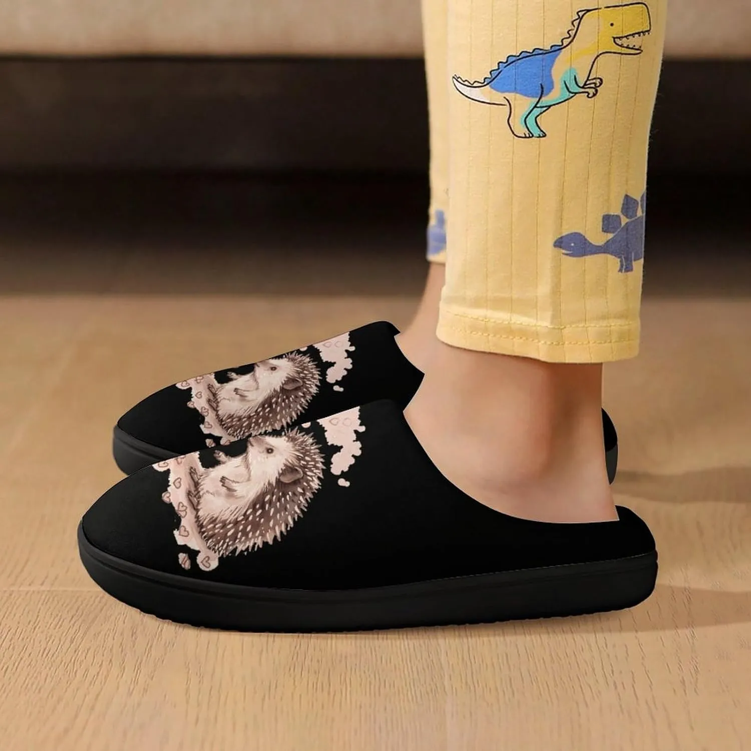 Hedgehog Love Kids Toddler Cotton Slippers Slip-on House Shoes for Bedroom Indoor Outdoor