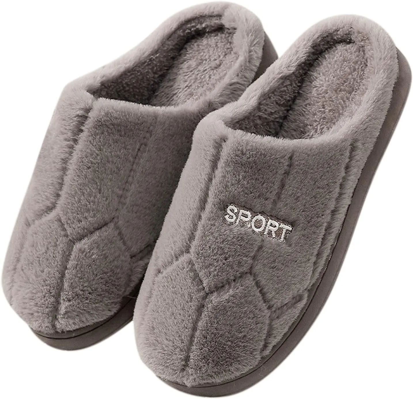 House Slippers for Men with Fuzzy Collar Memory Foam Bedroom Slippers Non-Slip Cute Indoor Bedroom Home Slippers