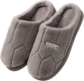 House Slippers for Men with Fuzzy Collar Memory Foam Bedroom Slippers Non-Slip Cute Indoor Bedroom Home Slippers
