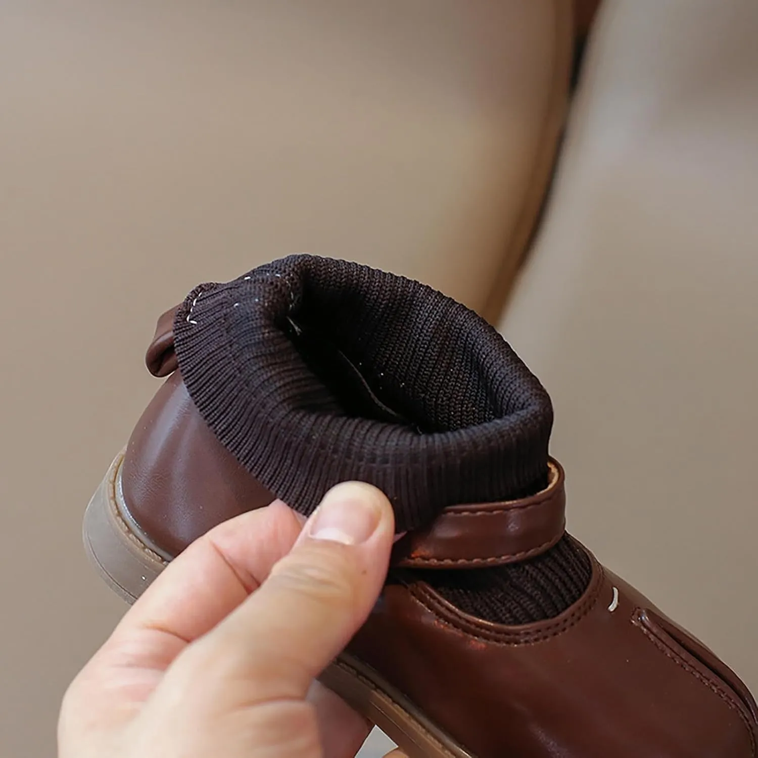 Kids Toddler Girls Mary Jane Buckle Ankle Boots Flat Socks Shoes Fashion Sweet Chunky Leather Berry Easy 21 Girls Boots