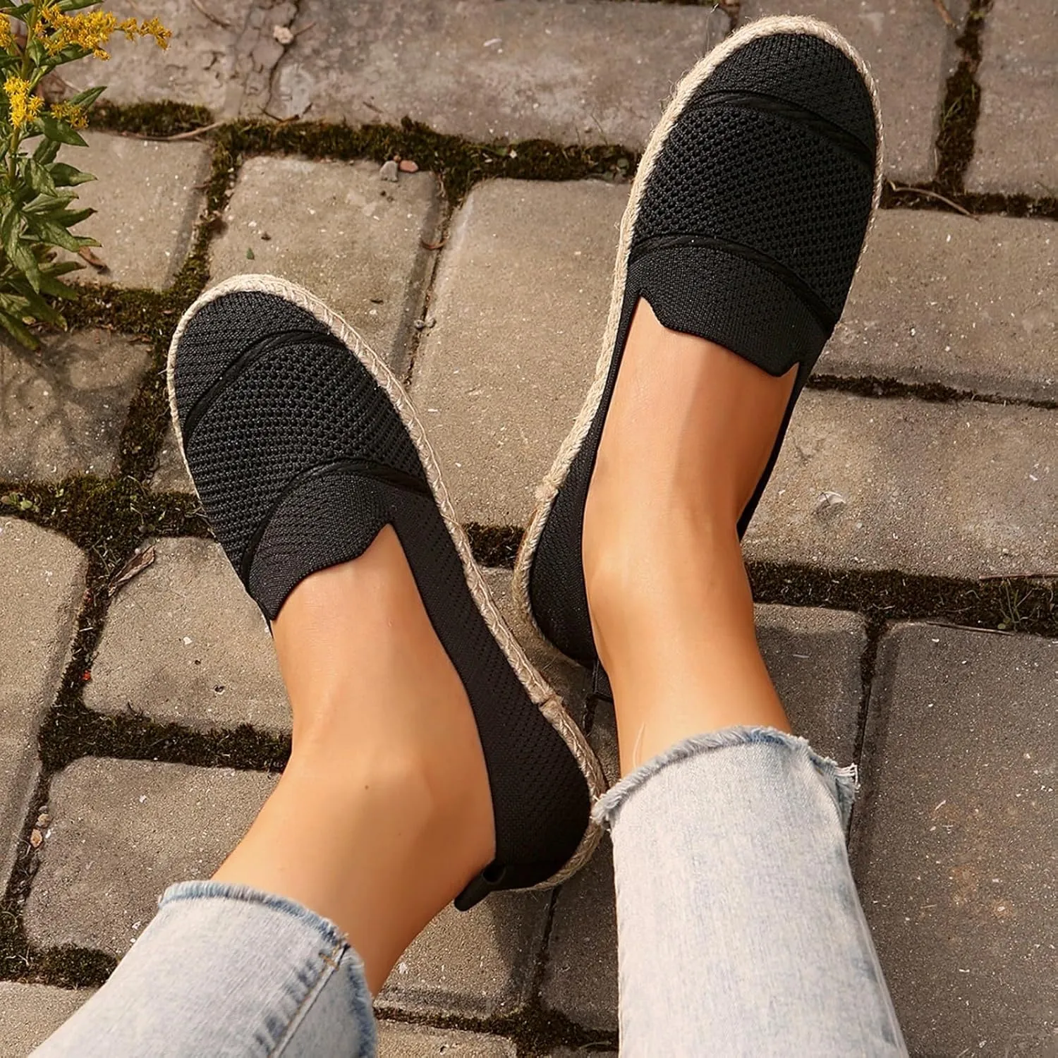 Ladies Slip on Loafer Shoes Womens Flats Dress Shoes Casual Comfortable Mesh Breathable Slip on Shoes Walking Sneakers