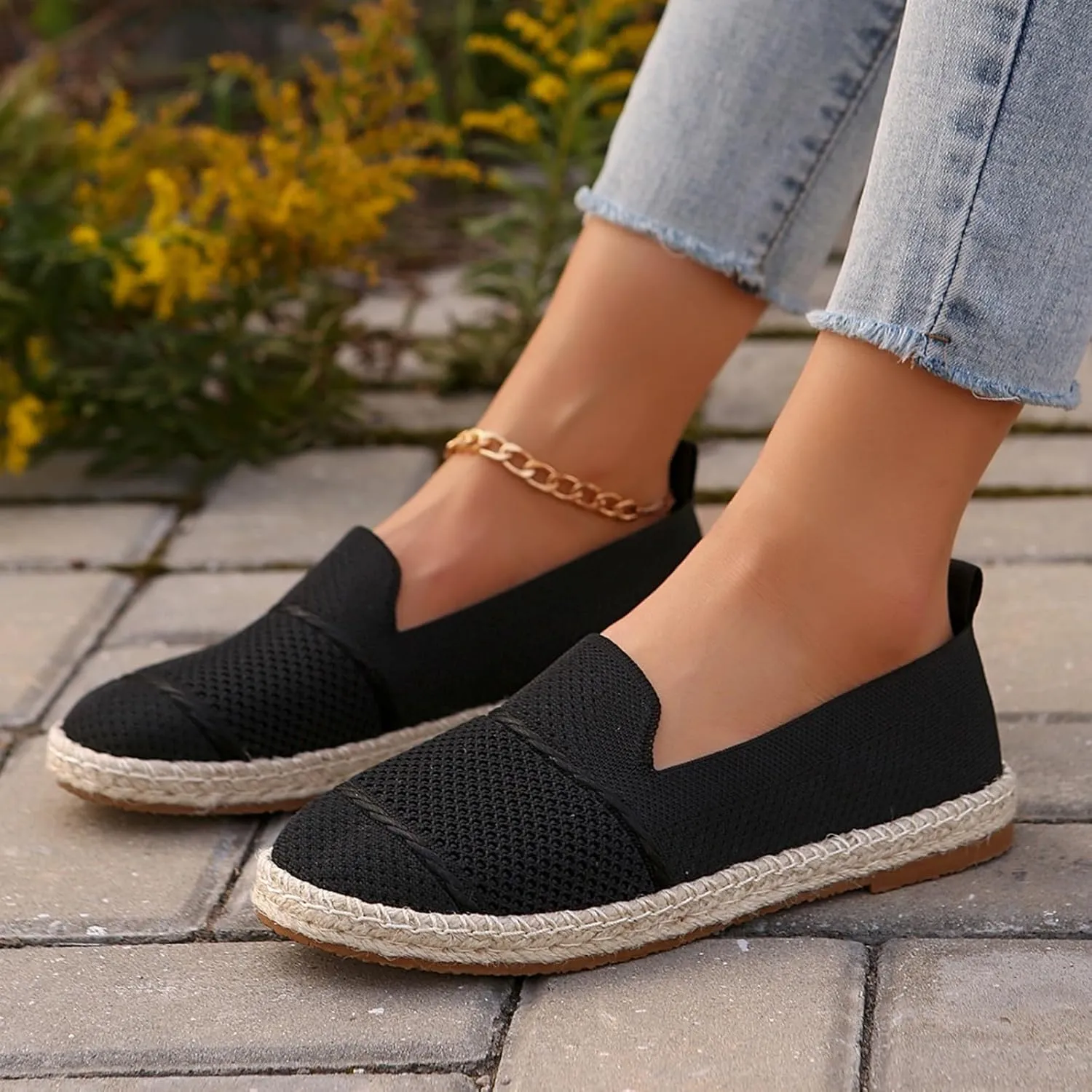 Ladies Slip on Loafer Shoes Womens Flats Dress Shoes Casual Comfortable Mesh Breathable Slip on Shoes Walking Sneakers