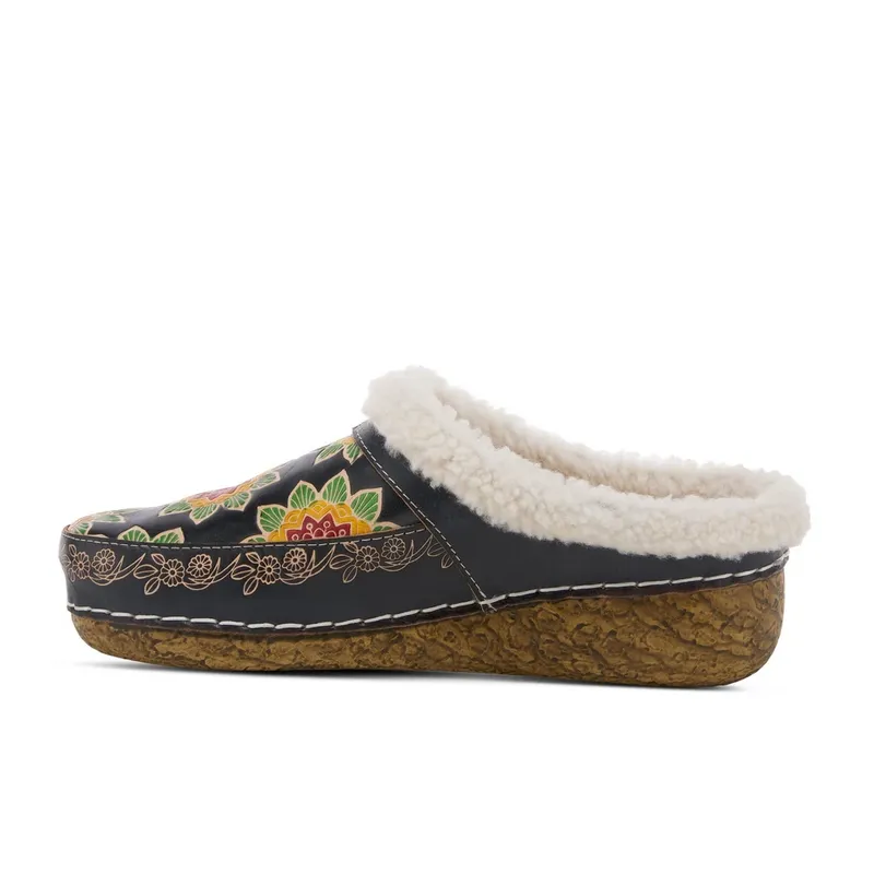 L'Artiste by Spring Step Teatime Slippers in Navy Multi - Women's