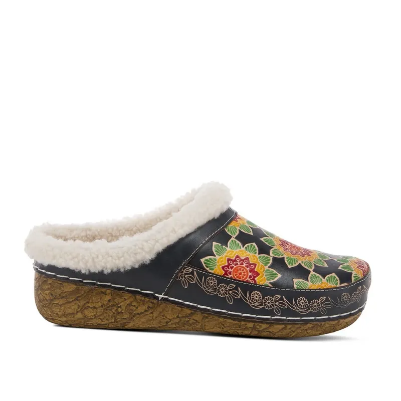 L'Artiste by Spring Step Teatime Slippers in Navy Multi - Women's