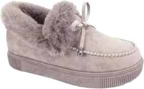Lausiuoe Boots For Women Ankle Booties With Fur Lined Warm Slip On Comfortable Winter Snow Boots Fashion Casual Loafers Shoes