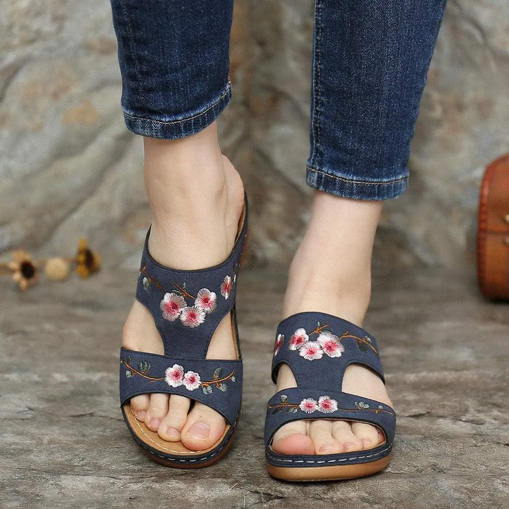 Lausiuoe Comfortable Orthopedic Sandals For Women Dressy Summer Comfortable Arch Support Open Toe Orthotic Slides Flip Flops