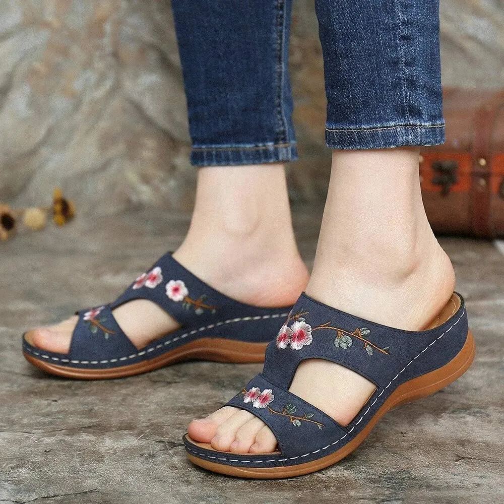 Lausiuoe Comfortable Orthopedic Sandals For Women Dressy Summer Comfortable Arch Support Open Toe Orthotic Slides Flip Flops