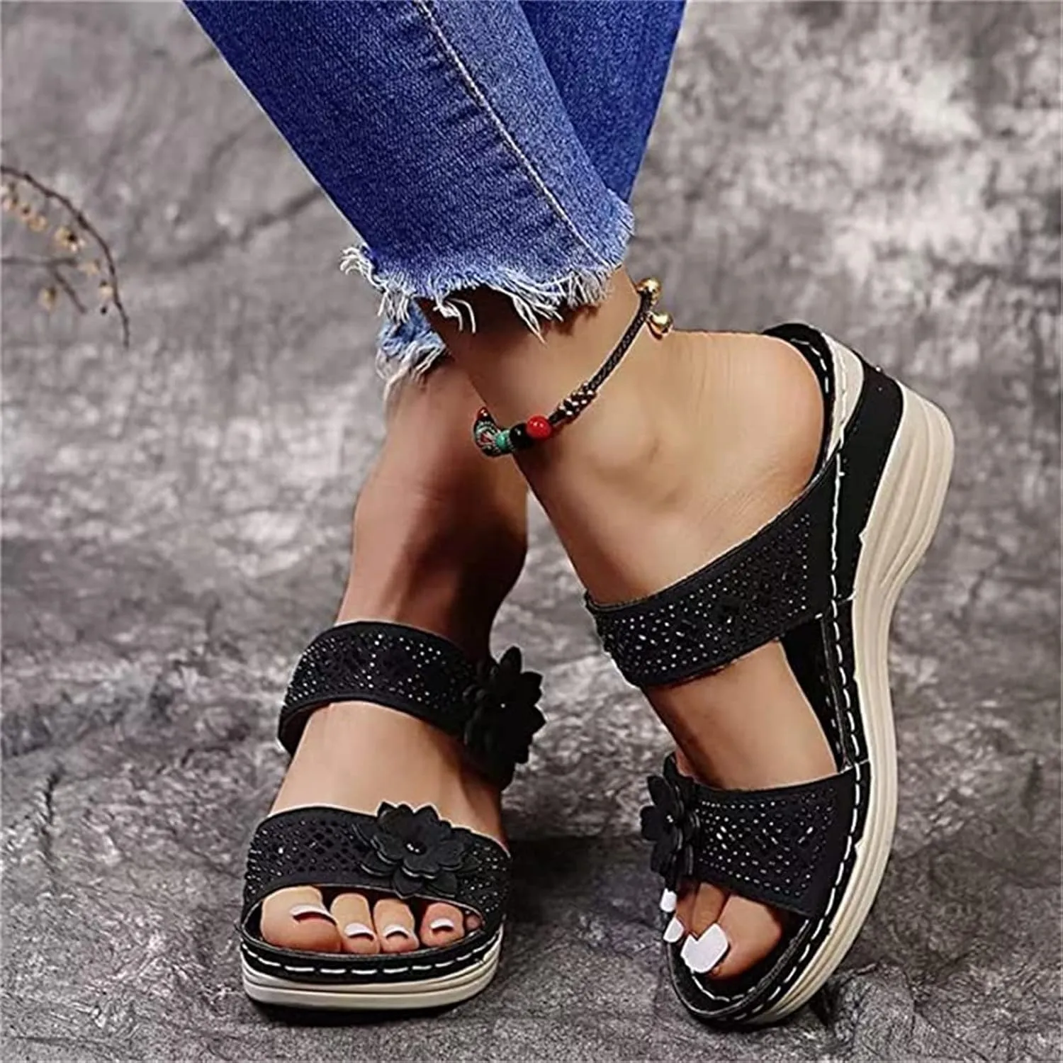 Lausiuoe Orthopedic Sandals For Women Dressy Fashion Slip On Orthotic Flip Flops With Comfort Plantar Fasciitis Arch Support