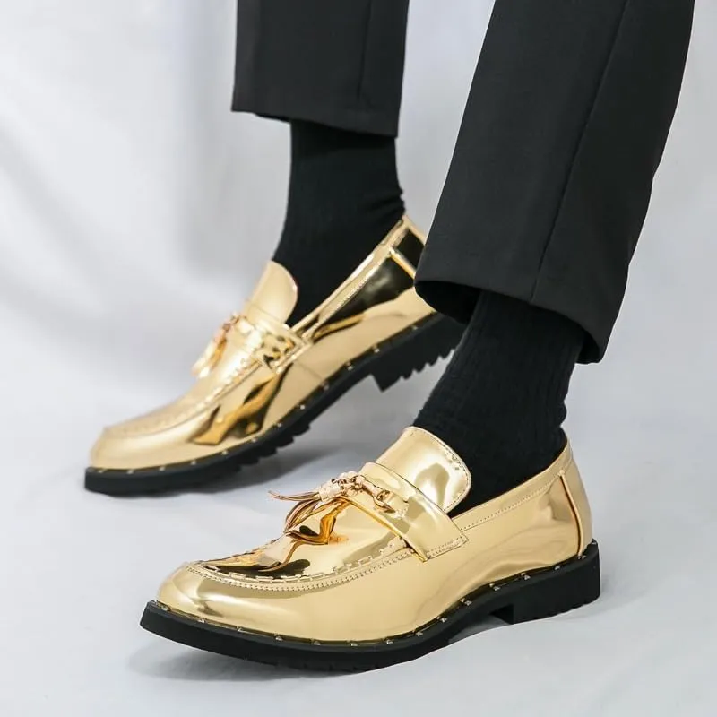 Luxury Men's Patent Leather Dress Shoes, Pointed Toe Formal Oxfords, Height Increase Wedding Party Shoes, Classic Elegant Men's Formal Shoes