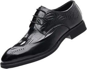 Men Leather Dress Shoes Oxford Round Toe Rubber Sole Block Heel Non Slip Formal Wedding Business Comfortable Stylish Genuine Leather