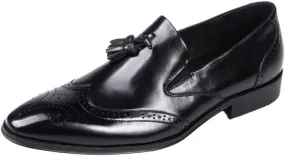 Men's Comfortable Dress Shoes Mens Formal Shoes Genuine Leather Tassel Loafers Men Black Dress Shoes Wedding Shoes Slip On Leather Brogues Anti-Slip Low Top Non Slip Prom