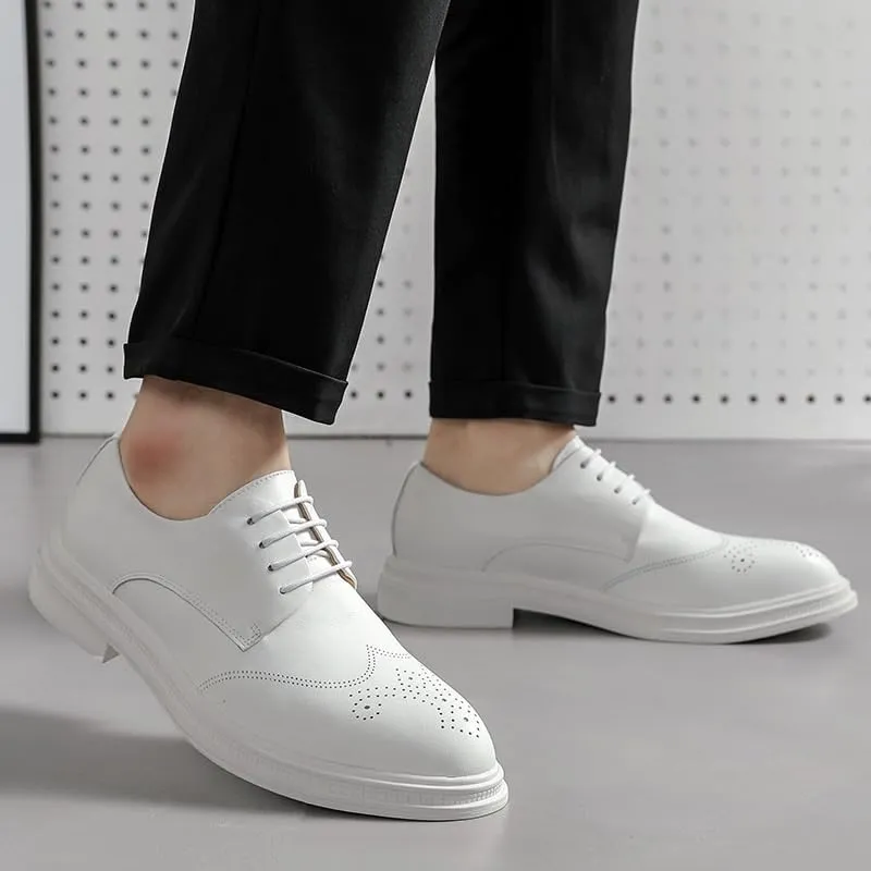Men's Dress Shoes Leather Business Brogue Handmade Formal Oxfords Shoe for Daily Walking Business Shoes