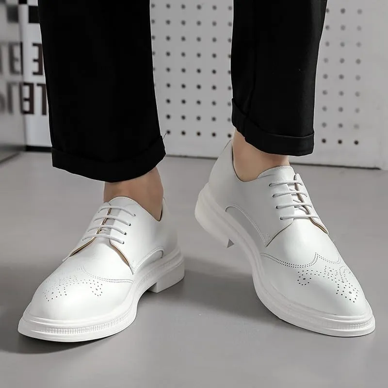 Men's Dress Shoes Leather Business Brogue Handmade Formal Oxfords Shoe for Daily Walking Business Shoes