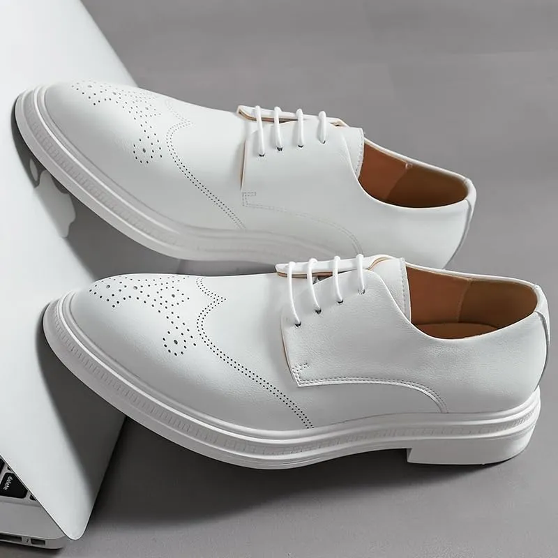 Men's Dress Shoes Leather Business Brogue Handmade Formal Oxfords Shoe for Daily Walking Business Shoes