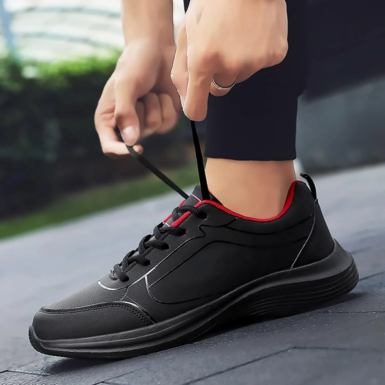 Men's Fashion Sneakers Fashion Men Sports Shoes Flat Non Slip Lace Up Upper Lightweight and Comfortable