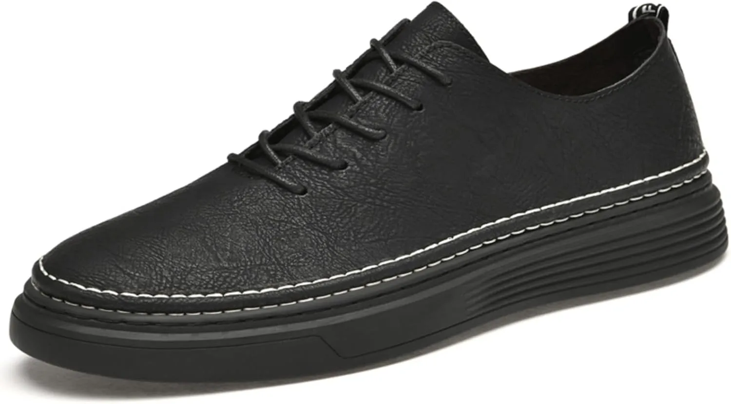 Men's Genuine Leather Perforated Lace - up Casual Oxford Dress Sneakers