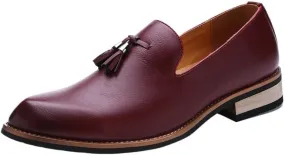 Men's Genuine Leather Slip On Shoes with Tassel, Comfortable Classic Business Casual Dress Shoes, Formal Italian Leather Shoes for Men