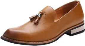 Men's Genuine Leather Slip On Shoes with Tassel, Comfortable Classic Business Casual Dress Shoes, Formal Italian Leather Shoes for Men