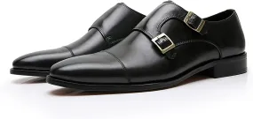 Mens Leather Loafers Casual Shoes Flat Lightweight Casual Moccasin Handmade Slip On Driving Business Shoes Leather Lined Dress Loafers Shoes,Black,7.5US/40EU